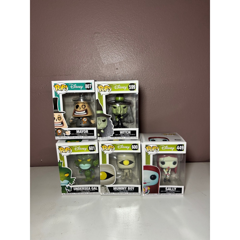 Funko Pop Disney Nightmare Before Christmas Lot Mayor Witch Sally Mummy Boy 5pc